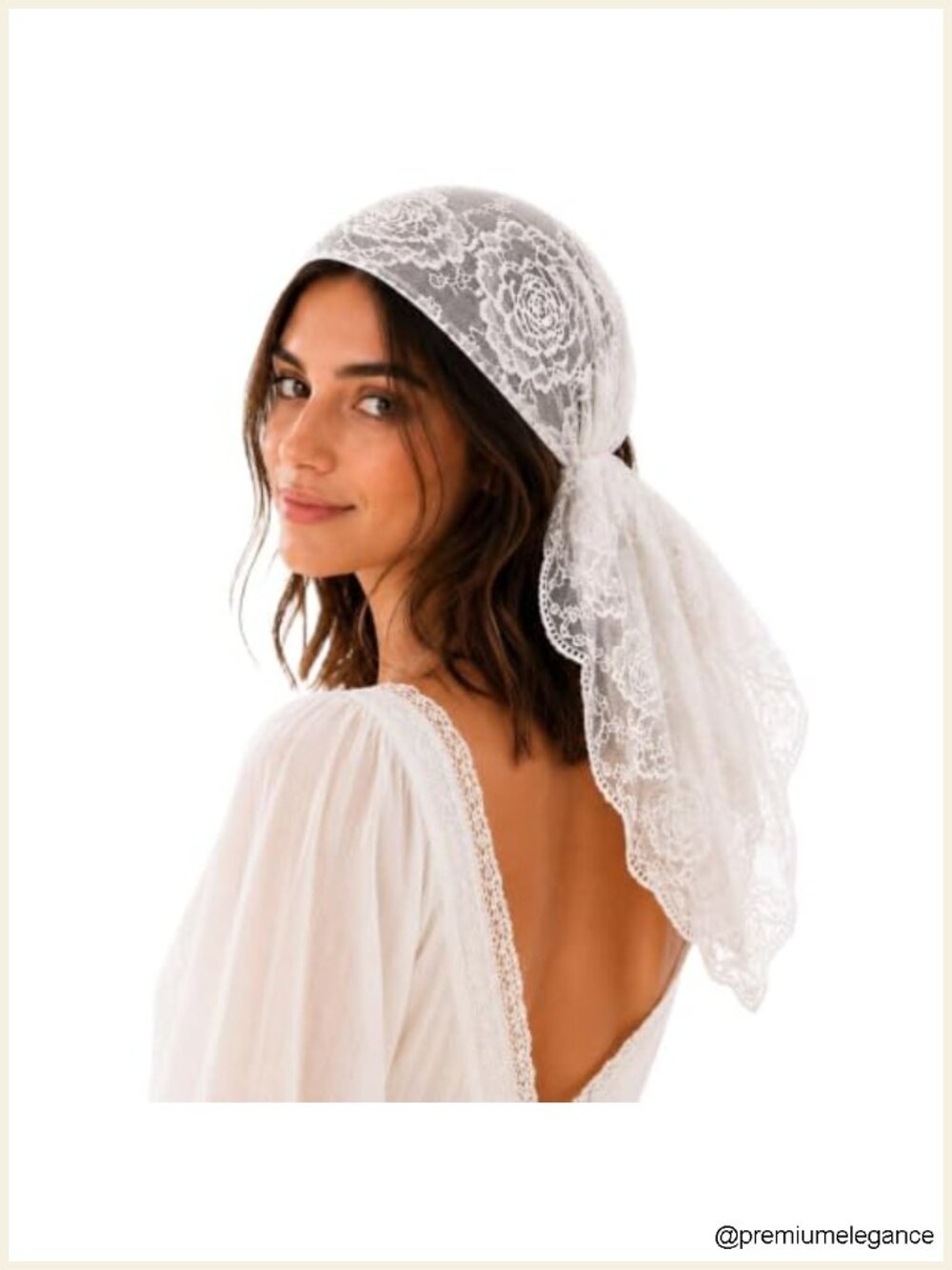 Bridal Lace Head Scarf for Women, Boho Wedding Hair Wrap, Floral Embroidery